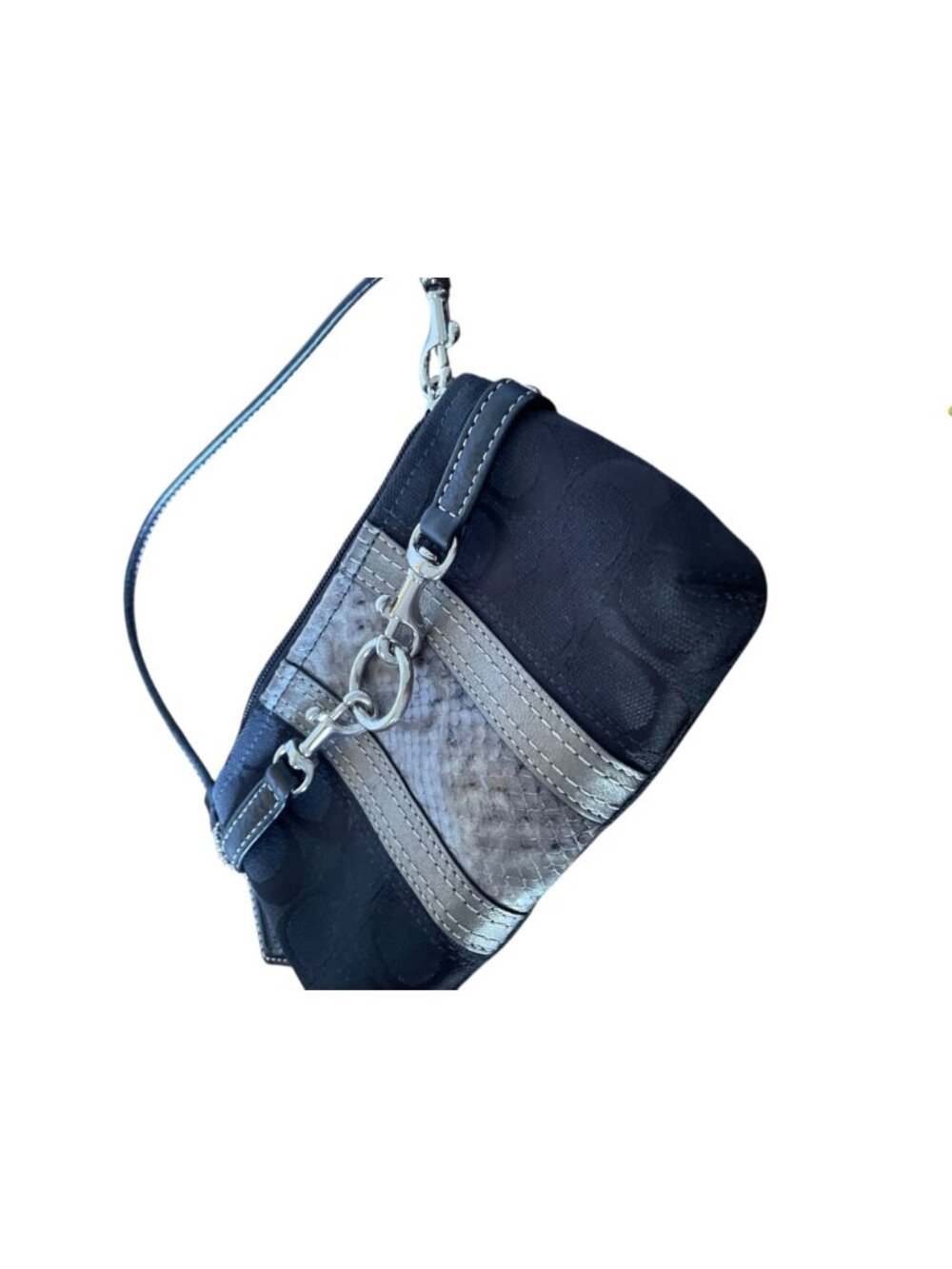 RARE Coach Jacquard Python Stripe Demi Pouch Wristlet Black and Grey Snakeskin - Picture 10 of 10